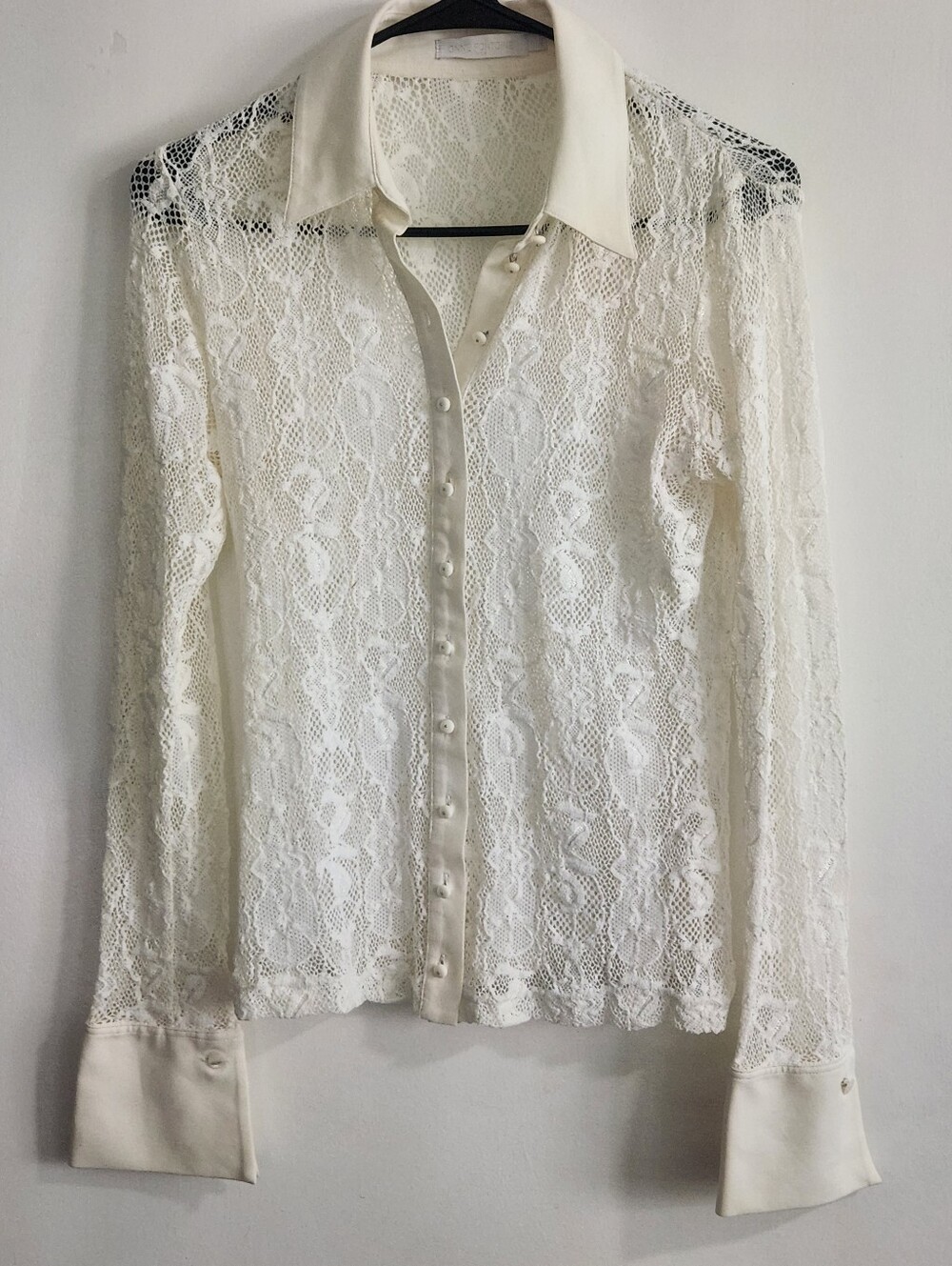 Anne Fontaine Womens 40 US 6/8 Shirt Margie White Lace Blouse Designer